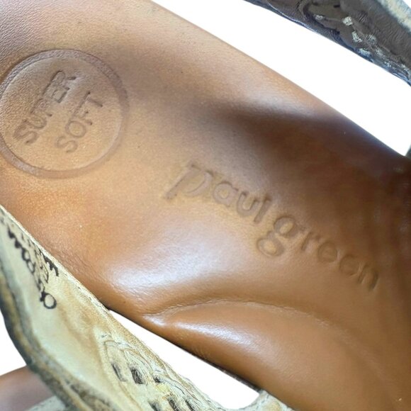 Paul Green Cleo Tan Perforated Suede Cork Wedge Sandal - Picture 3 of 12